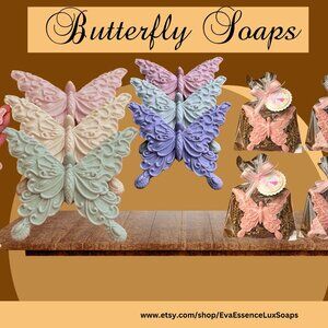 Soap Set 6, Butterfly Soaps, Jumbo, Birthday, Bridal Party Gifts, Party Favors